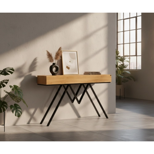 KONSOLA Z SZUFLADĄ DREWNO LITE DĄB OLCHA SKD-292