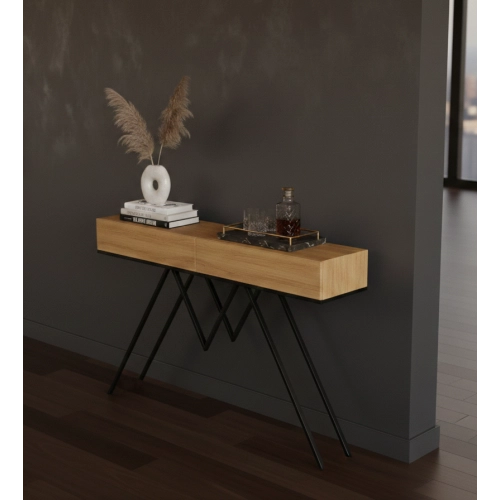 KONSOLA Z SZUFLADĄ DREWNO LITE DĄB OLCHA SKD-295