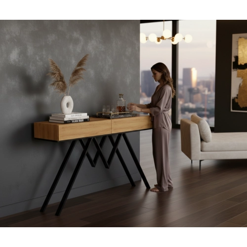 KONSOLA Z SZUFLADĄ DREWNO LITE DĄB OLCHA SKD-295