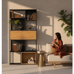 REGAŁ NA KSIĄŻKI METALOWE DREWNO LITE DĄB JESION OLCHA RNK-171