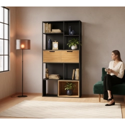 REGAŁ NA KSIĄŻKI METALOWE DREWNO LITE DĄB JESION OLCHA RNK-172