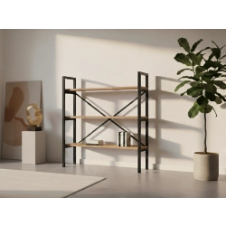 REGAŁ NA KSIĄŻKI METALOWY DREWNO LITE DĄB JESION OLCHA RNK-8