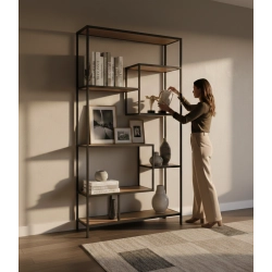 REGAŁ NA KSIĄŻKI METALOWY DREWNO LITE DĄB JESION OLCHA RNK-2