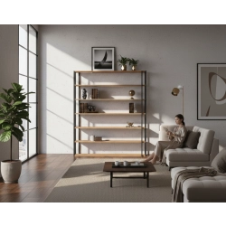 REGAŁ NA KSIĄŻKI METALOWY DREWNO LITE DĄB JESION OLCHA  RNK-193