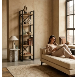 REGAŁ NA KSIĄŻKI DREWNO LITE DĄB JESION OLCHA RNK-4