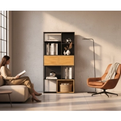 REGAŁ NA KSIĄŻKI METALOWE DREWNO LITE DĄB JESION OLCHA RNK-170