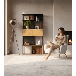 REGAŁ NA KSIĄŻKI METALOWE DREWNO LITE DĄB JESION OLCHA RNK-177