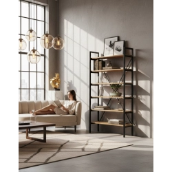 REGAŁ NA KSIĄŻKI METALOWY DREWNO LITE DĄB JESION OLCHA RNK-11