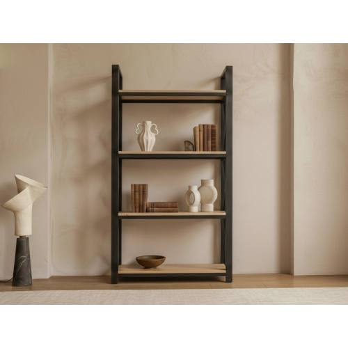 REGAŁ NA KSIĄŻKI METALOWY DREWNO LITE DĄB JESION OLCHA RNK-3