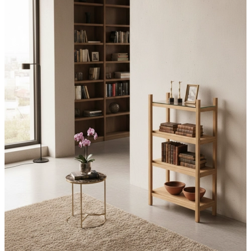 REGAŁ NA KSIĄŻKI  DREWNO LITE DĄB JESION OLCHA RNK-19