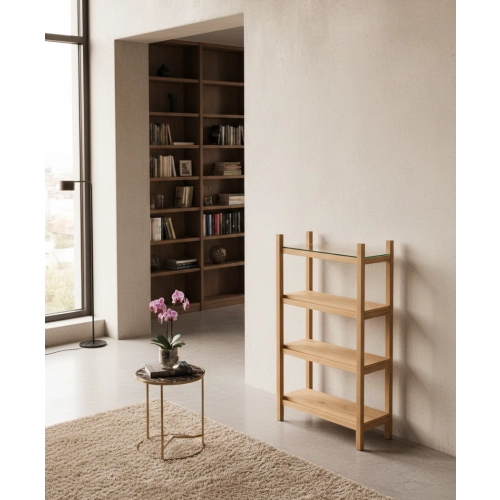 REGAŁ NA KSIĄŻKI  DREWNO LITE DĄB JESION OLCHA RNK-19