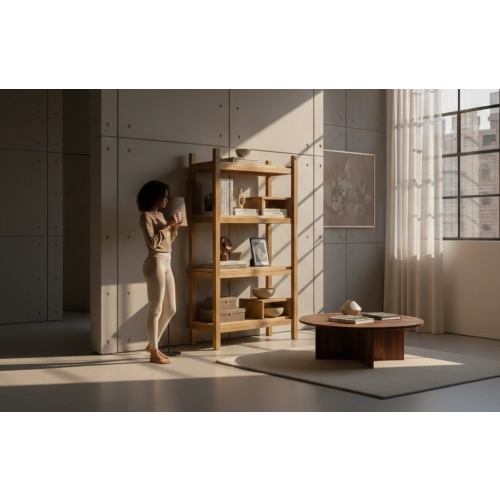 REGAŁ NA KSIĄŻKI  DREWNO LITE DĄB JESION OLCHA RNK-23