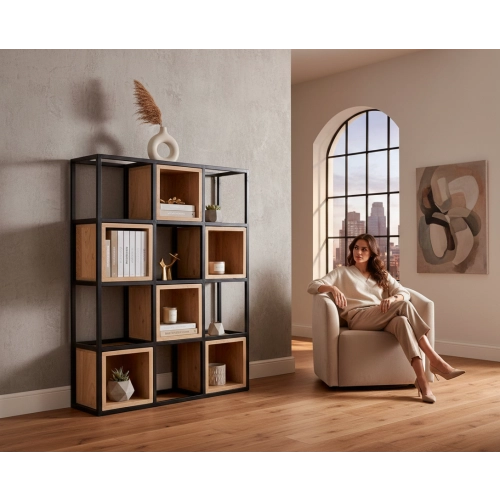 REGAŁ NA KSIĄŻKI METALOWE DREWNO LITE DĄB JESION OLCHA RNK-7