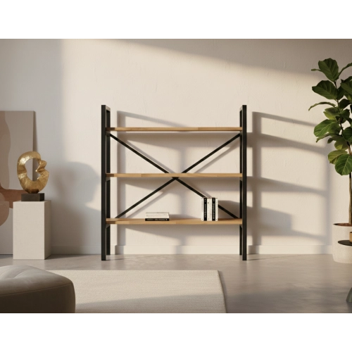 REGAŁ NA KSIĄŻKI METALOWY DREWNO LITE DĄB JESION OLCHA RNK-8