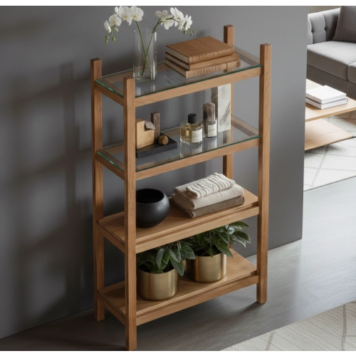 REGAŁ NA KSIĄŻKI  DREWNO LITE DĄB JESION OLCHA RNK-18