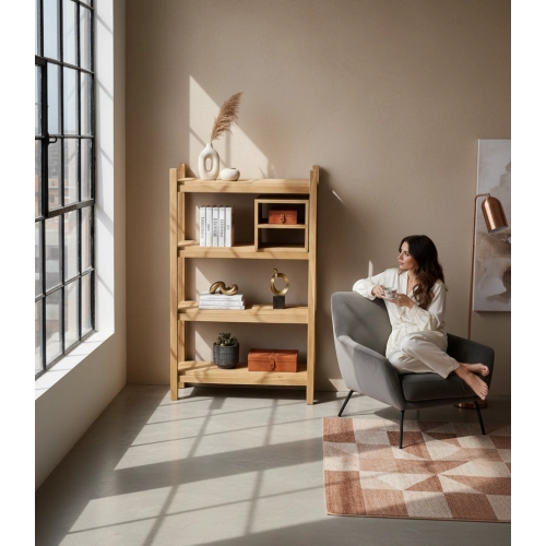 REGAŁ NA KSIĄŻKI  DREWNO LITE DĄB JESION OLCHA RNK-22