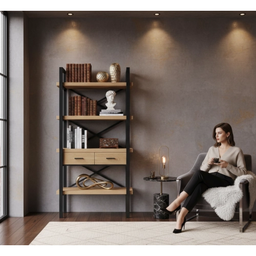 REGAŁ NA KSIĄŻKI DREWNO LITE  DĄB JESION OLCHA RNK-6