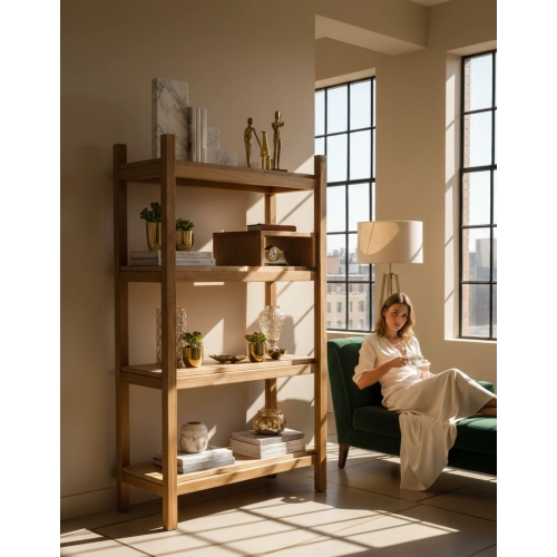 REGAŁ NA KSIĄŻKI  DREWNO LITE DĄB JESION OLCHA RNK-21