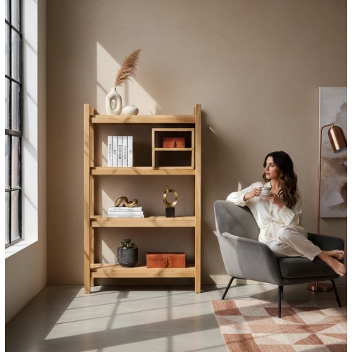 REGAŁ NA KSIĄŻKI  DREWNO LITE DĄB JESION OLCHA RNK-22