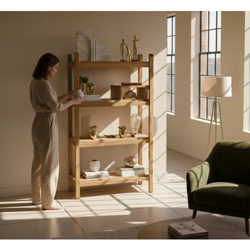 REGAŁ NA KSIĄŻKI  DREWNO LITE DĄB JESION OLCHA RNK-21