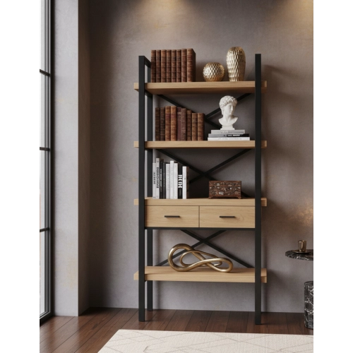 REGAŁ NA KSIĄŻKI DREWNO LITE  DĄB JESION OLCHA RNK-6