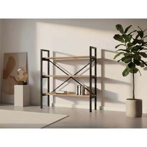 REGAŁ NA KSIĄŻKI METALOWY DREWNO LITE DĄB JESION OLCHA RNK-8