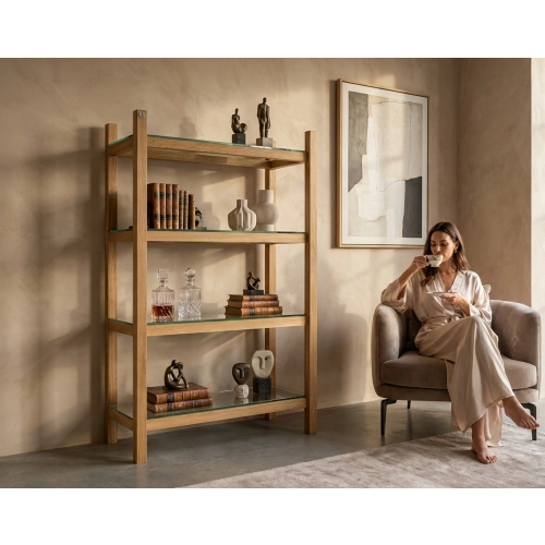 REGAŁ NA KSIĄŻKI  DREWNO LITE DĄB JESION OLCHA RNK-15