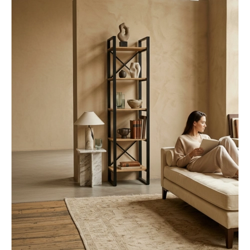 REGAŁ NA KSIĄŻKI DREWNO LITE DĄB JESION OLCHA RNK-4