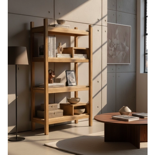 REGAŁ NA KSIĄŻKI  DREWNO LITE DĄB JESION OLCHA RNK-23