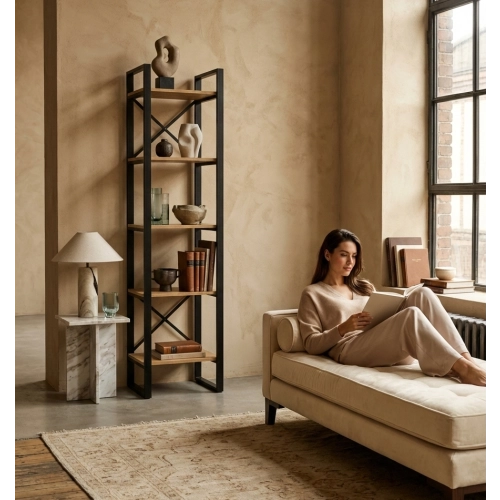 REGAŁ NA KSIĄŻKI DREWNO LITE DĄB JESION OLCHA RNK-4