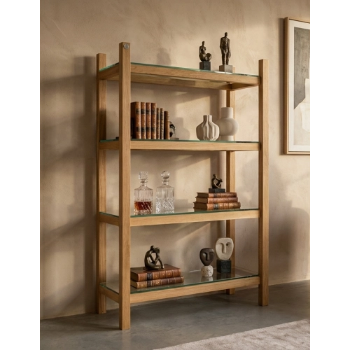 REGAŁ NA KSIĄŻKI  DREWNO LITE DĄB JESION OLCHA RNK-15