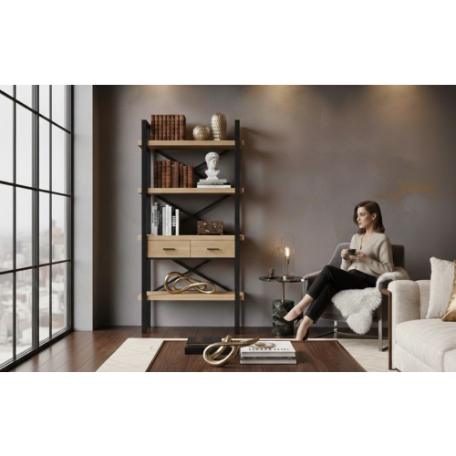 REGAŁ NA KSIĄŻKI DREWNO LITE  DĄB JESION OLCHA RNK-6