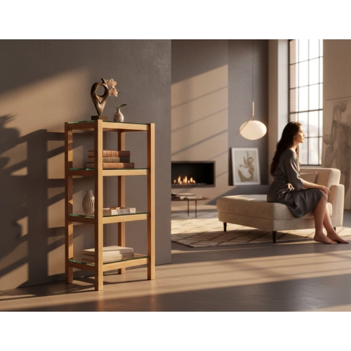 REGAŁ NA KSIĄŻKI  DREWNO LITE DĄB JESION OLCHA RNK-12