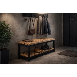 Ławka Metalowa Loft Siedzisko Drewno Lite LPD-21 B Rozmiary od 50 cm do 200 cm