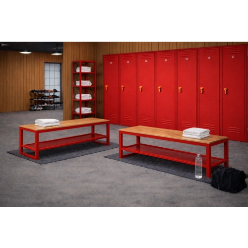 Ławka Metalowa Loft LM-159 Kolor Czerwony Siedzisko Drewno Dębowe Loft Rozmiary od 50 cm do 200 cm