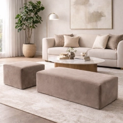 Zestaw puf tapicerowanych do salonu – pufa prostokątna i kwadratowa – design premium PU-3