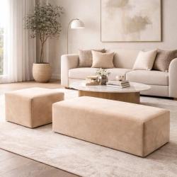 Zestaw puf tapicerowanych do salonu – pufa prostokątna i kwadratowa – design premium PU-3