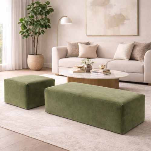 Zestaw puf tapicerowanych do salonu – pufa prostokątna i kwadratowa – design premium PU-3