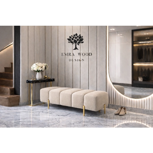 Pufa Bubble tapicerowana – nowoczesna pufa premium – nogi złote / czarne / srebrne