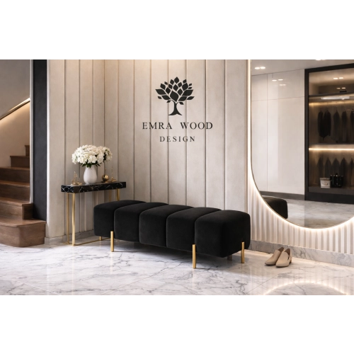 Pufa Bubble tapicerowana – nowoczesna pufa premium – nogi złote / czarne / srebrne