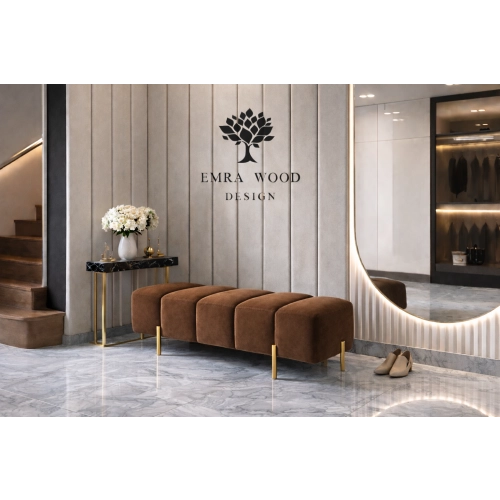 Pufa Bubble tapicerowana – nowoczesna pufa premium – nogi złote / czarne / srebrne