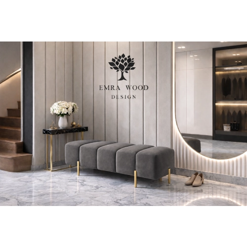 Pufa Bubble tapicerowana – nowoczesna pufa premium – nogi złote / czarne / srebrne