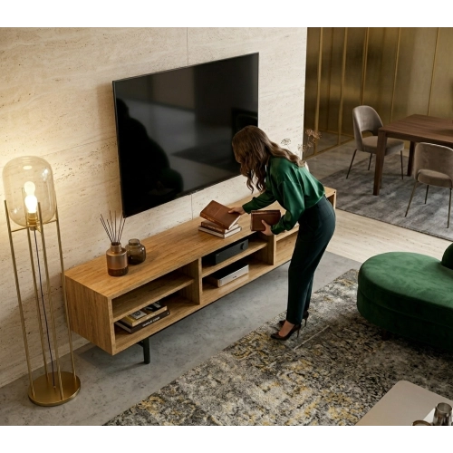 Szafka RTV-64 Drewno Lite Dąb Loft Lakier Rozmiary od 100 cm do 200 cm PREMIUM