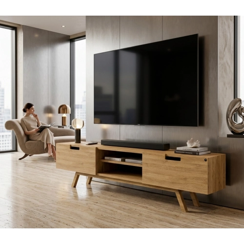 Szafka RTV-31 Drewno Lite Dąb Loft Lakier Rozmiary od 100 cm do 200 cm PREMIUM