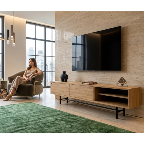 Szafka RTV-58 Drewno Lite Dąb Loft Lakier Rozmiary od 100 cm do 200 cm PREMIUM