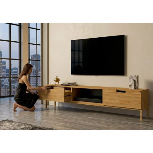 Szafka RTV-45 Drewno Lite Dąb Loft Lakier Rozmiary od 100 cm do 200 cm PREMIUM