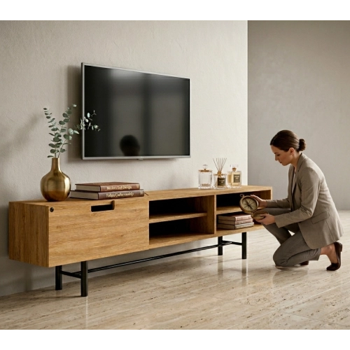 Szafka RTV-57 Drewno Lite Dąb Loft Lakier Rozmiary od 100 cm do 200 cm PREMIUM