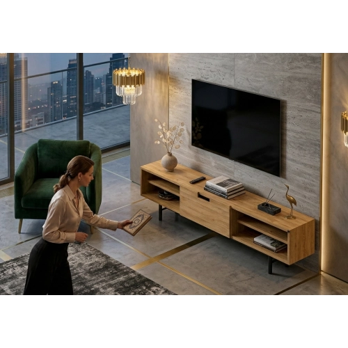 Szafka RTV-67 Drewno Lite Dąb Loft Lakier Rozmiary od 100 cm do 200 cm PREMIUM