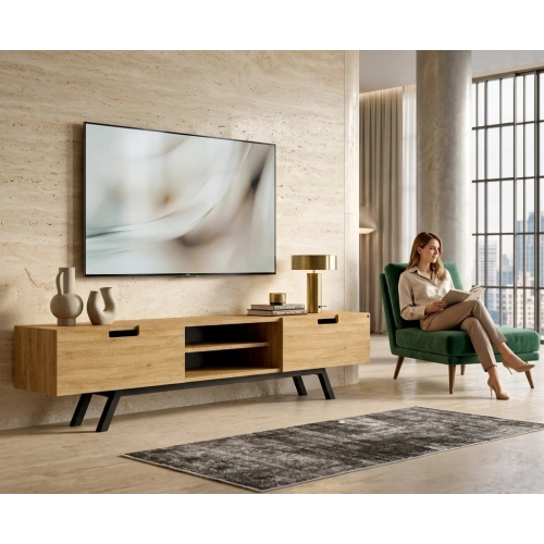 Szafka RTV-28 Drewno Lite Dąb Loft Lakier Rozmiary od 100 cm do 200 cm PREMIUM