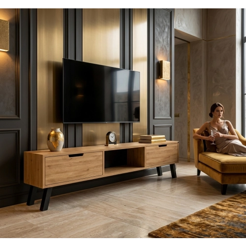 Szafka RTV-21 Drewno Lite Dąb Loft Lakier Rozmiary od 100 cm do 200 cm PREMIUM